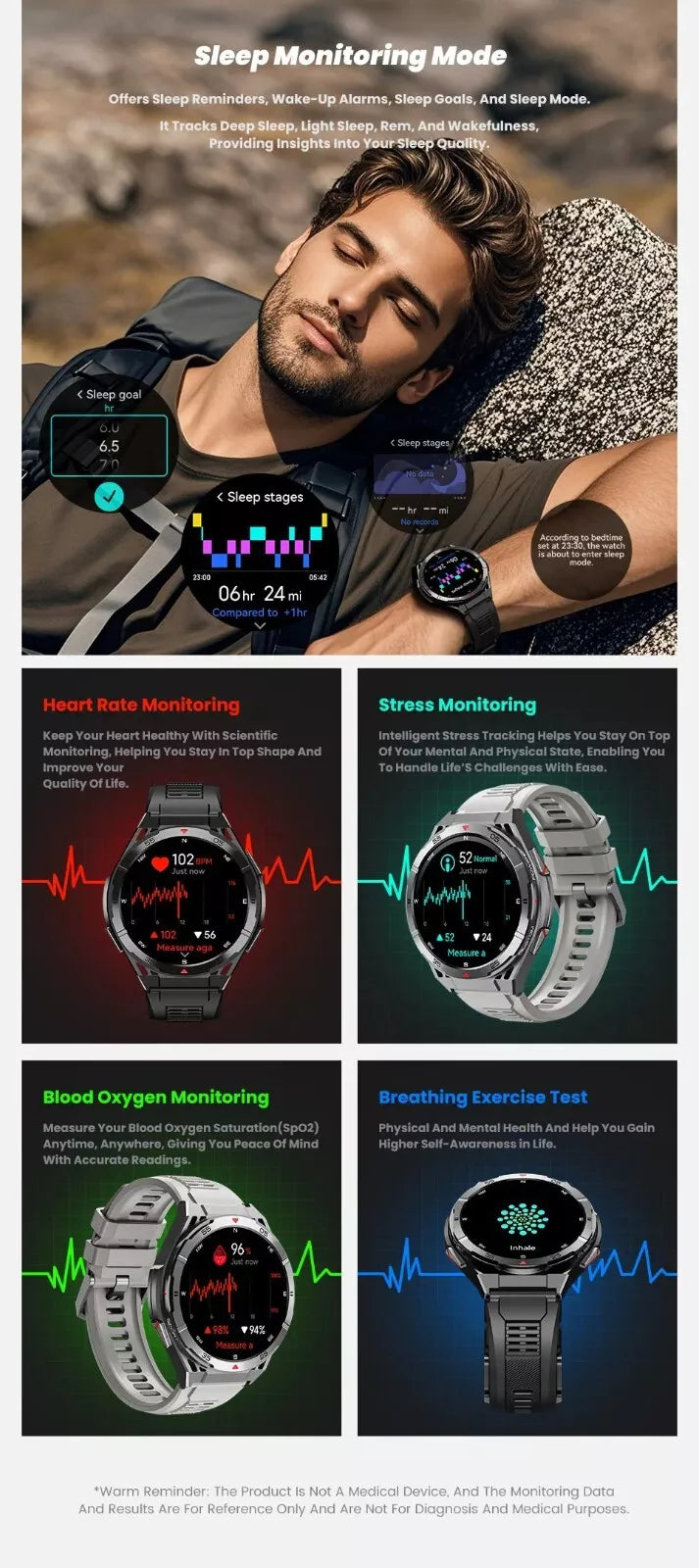 Swimming Smart Watch, 10ATM IP69 Waterproof, Built-in GPS, Military-Grade, AMOLED Display, AI Voice