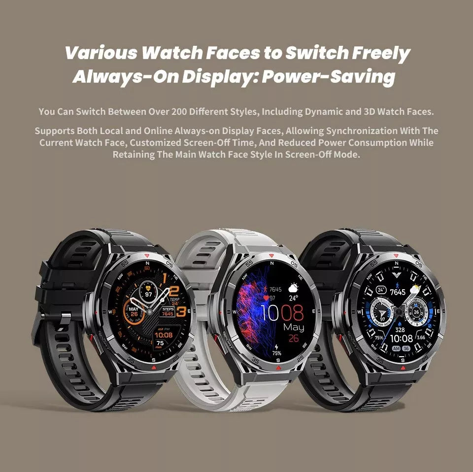 10 ATM Smartwatch IP69 Waterproof, Built-in GPS, Military-Grade, AMOLED Display, AI Voice Assistant