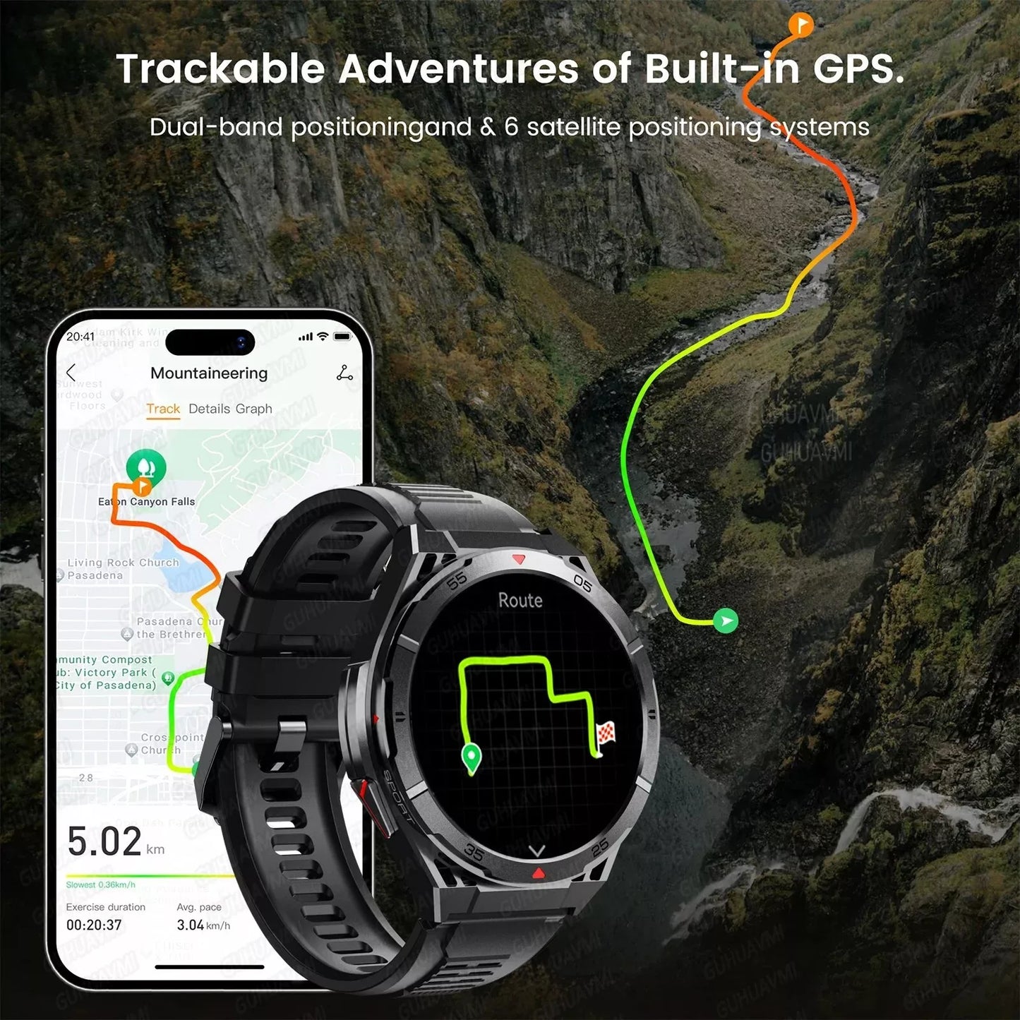 Swimming Smart Watch, 10ATM IP69 Waterproof, Built-in GPS, Military-Grade, AMOLED Display, AI Voice