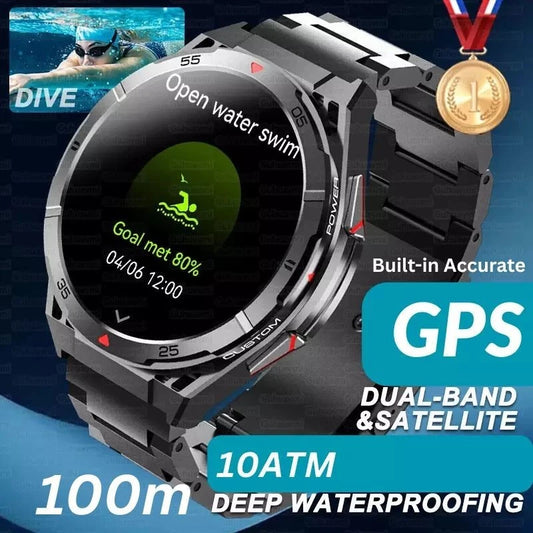 Swimming Smart Watch, 10ATM IP69 Waterproof, Built-in GPS, Military-Grade, AMOLED Display, AI Voice